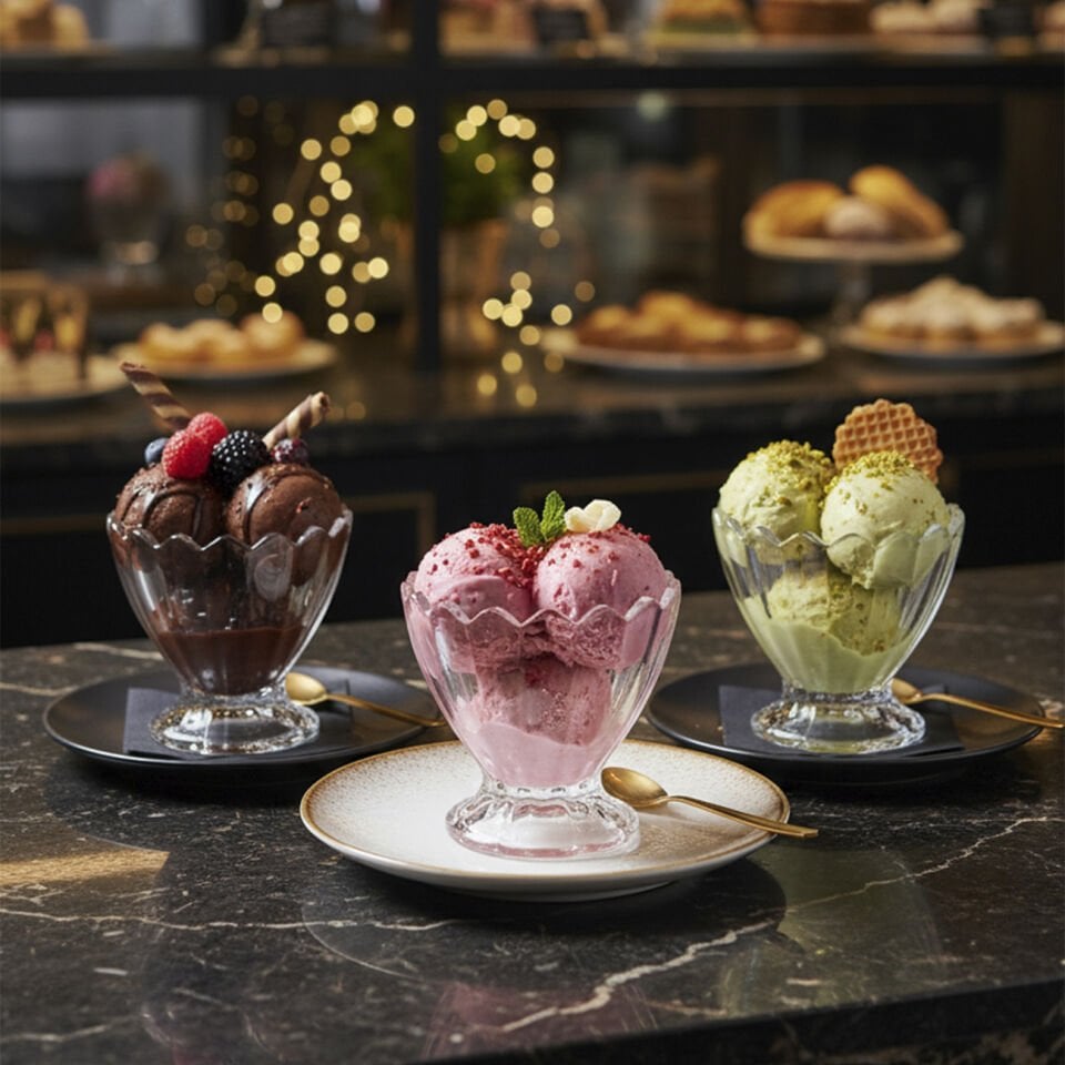 3'lü Cam Dondurma Tatlı Kase - 160 CC