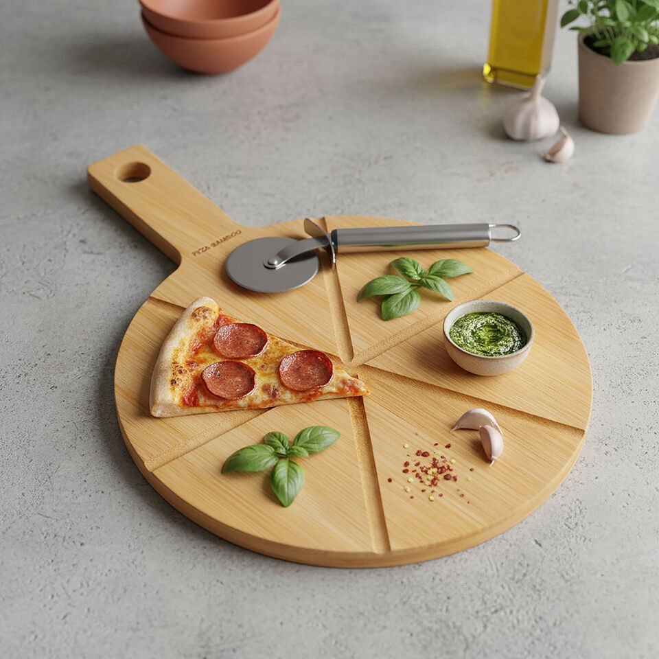 Bambu Yuvarlak Kesme Tahtası - 33 cm x 23 cm