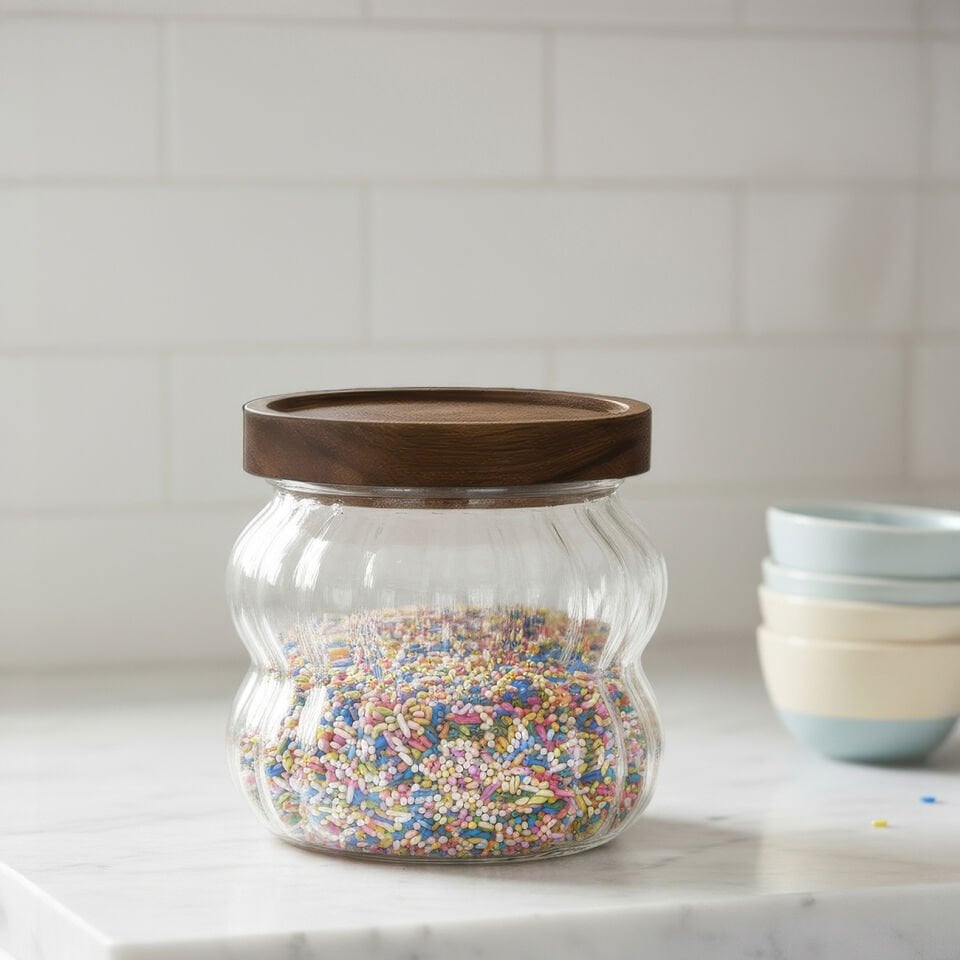 Akasya Kapaklı Borosilikat Kavanoz - 340 CC