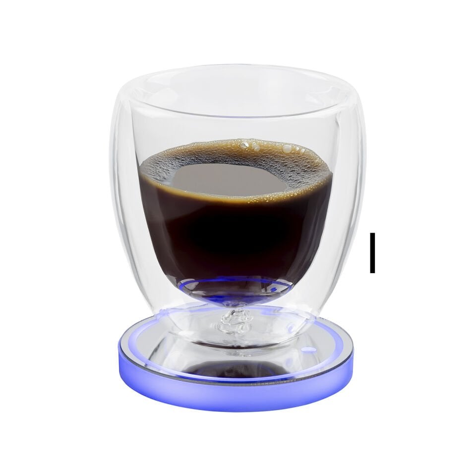 LED Işıklı Araç İçi Bardak Altlığı – 7 Renk LED, Şarjlı, Kaymaz, Akrilik