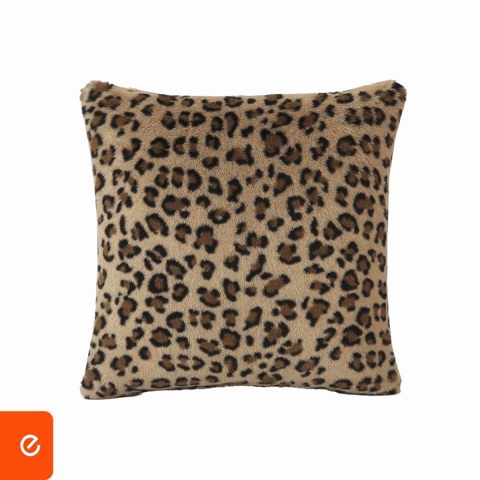 4’Lü Peluş Leopar Desenli Kırlent Kılıfı
