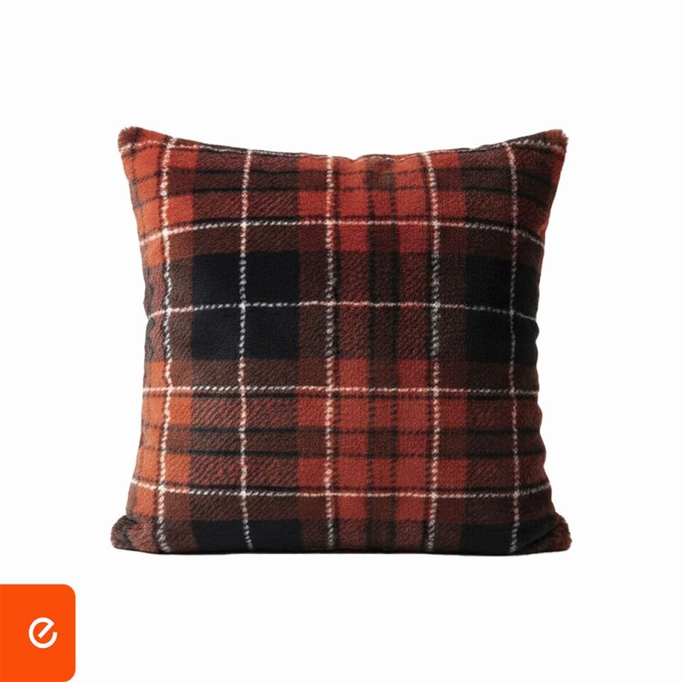 4’Lü Peluş Ekose Desenli Kırlent Kılıfı