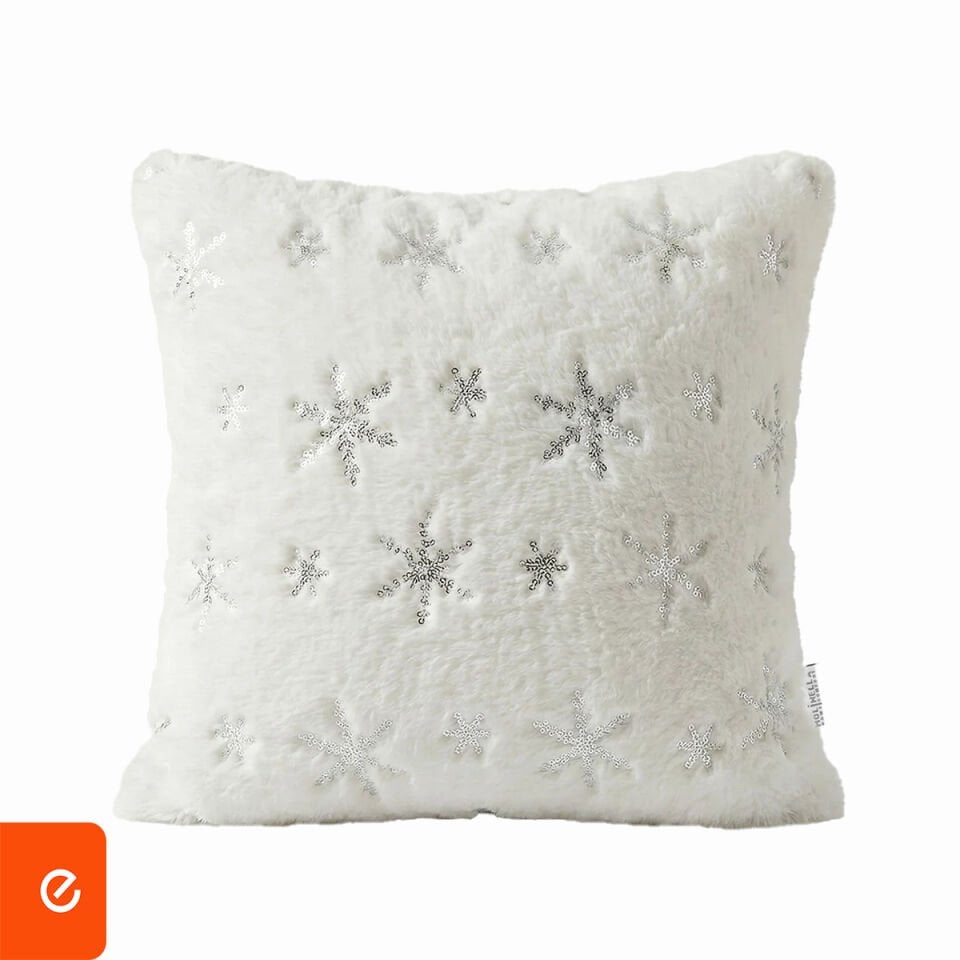4'Lü Peluş Kar Tanesi Desenli Kırlent Kılıfı