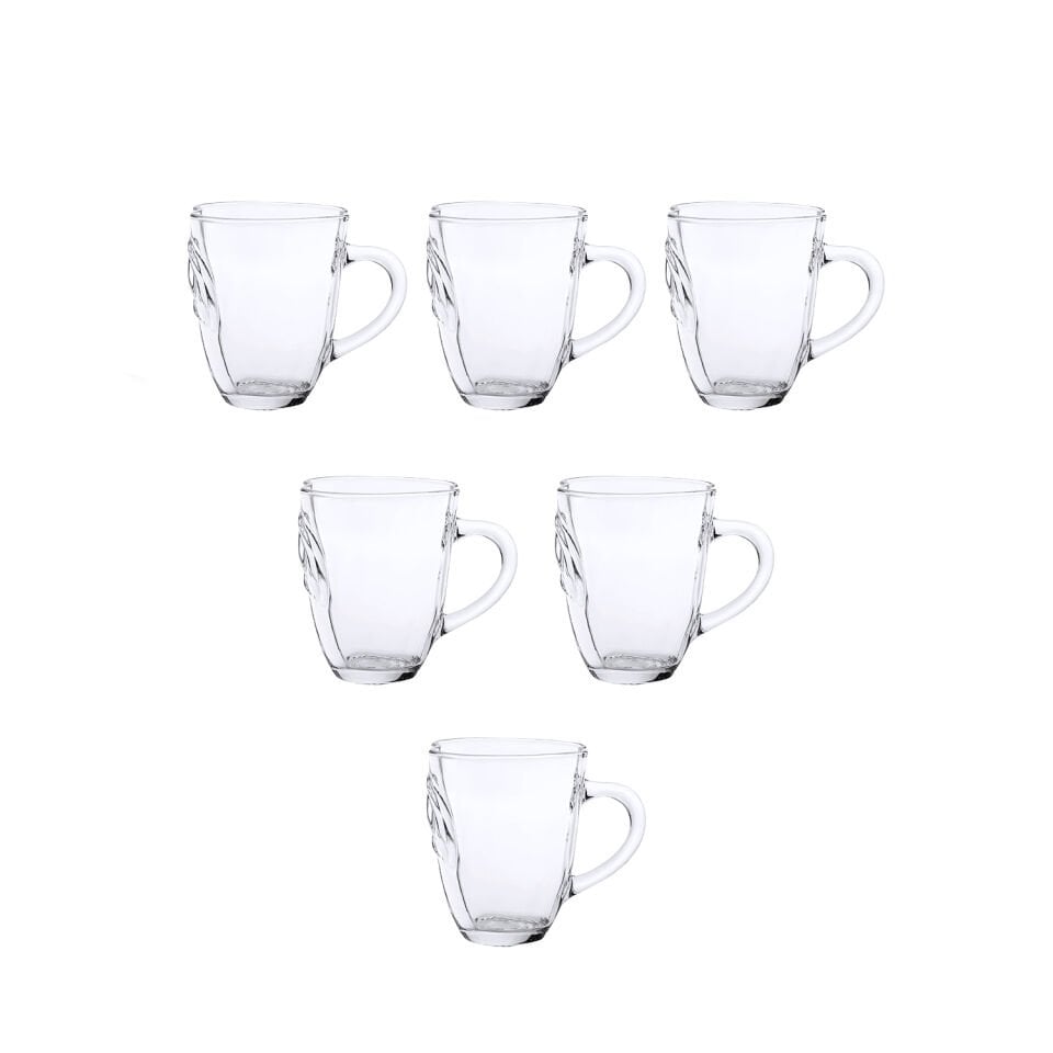 Cam Elma Desenli Kupa 190 ml – 6 Parça - Şeffaf Cam Bardak – Modern Tasarım- 3M300159