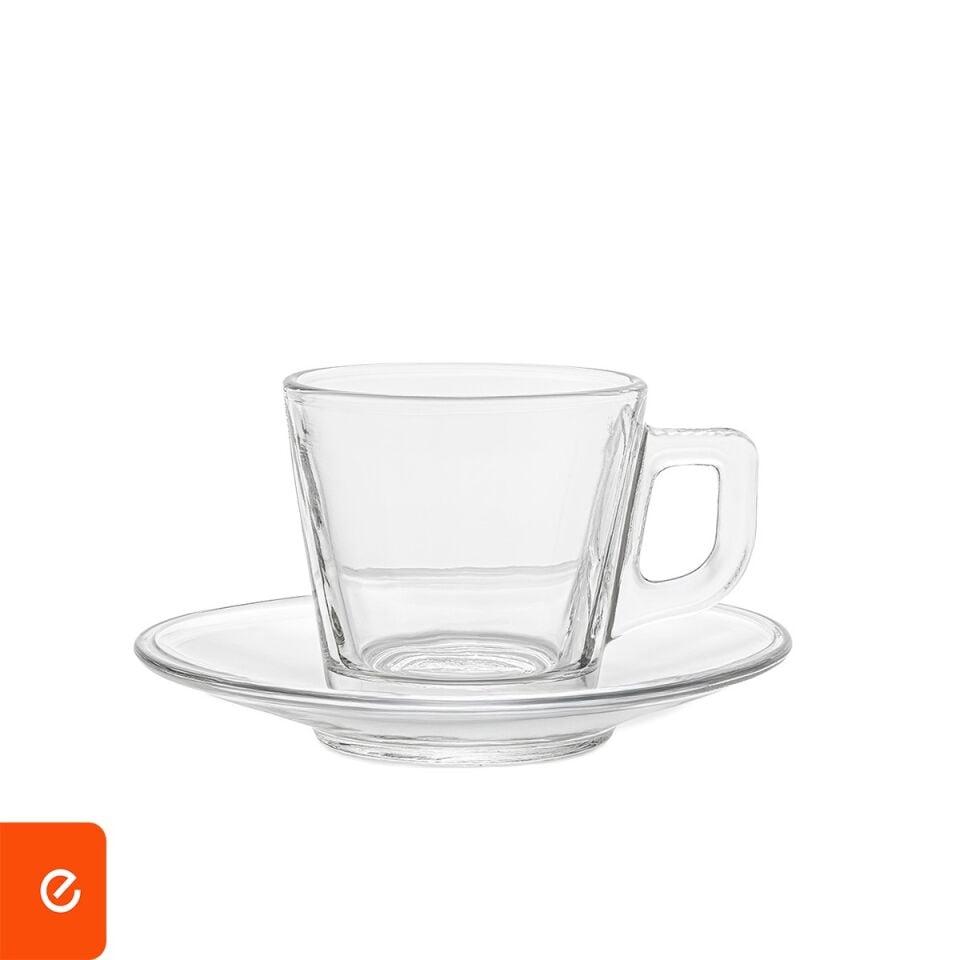 Çay Fincan Seti 200 ml – 6’Lı Şeffaf Desensiz Cam Çay Fincanı ve Tabaklı Set - 3S300451