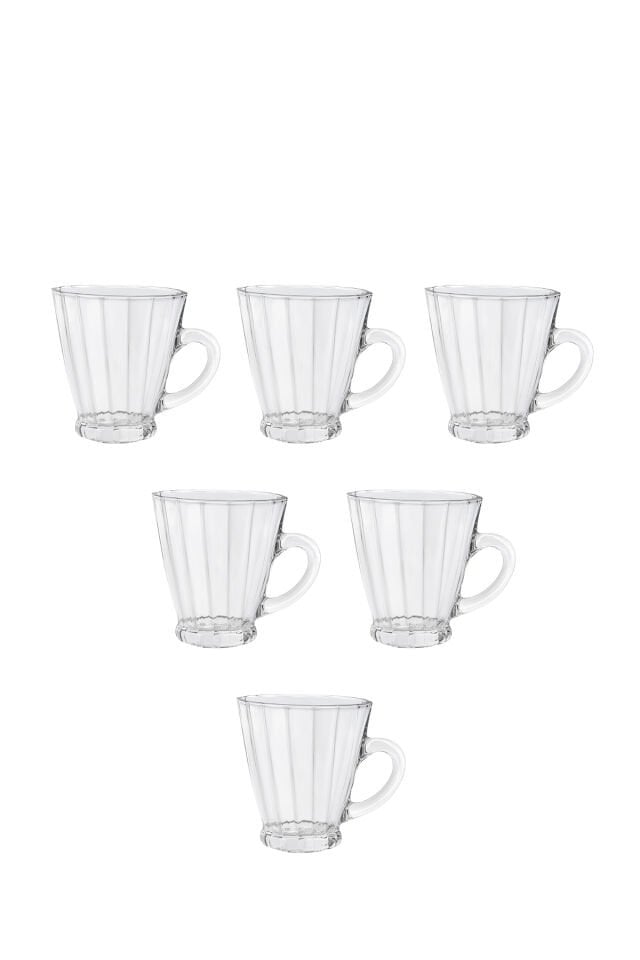 Cam Kupa Seti 180 ml 6'Lı – Dikey Yivli Desen Cam Bardak Seti - 3M300153