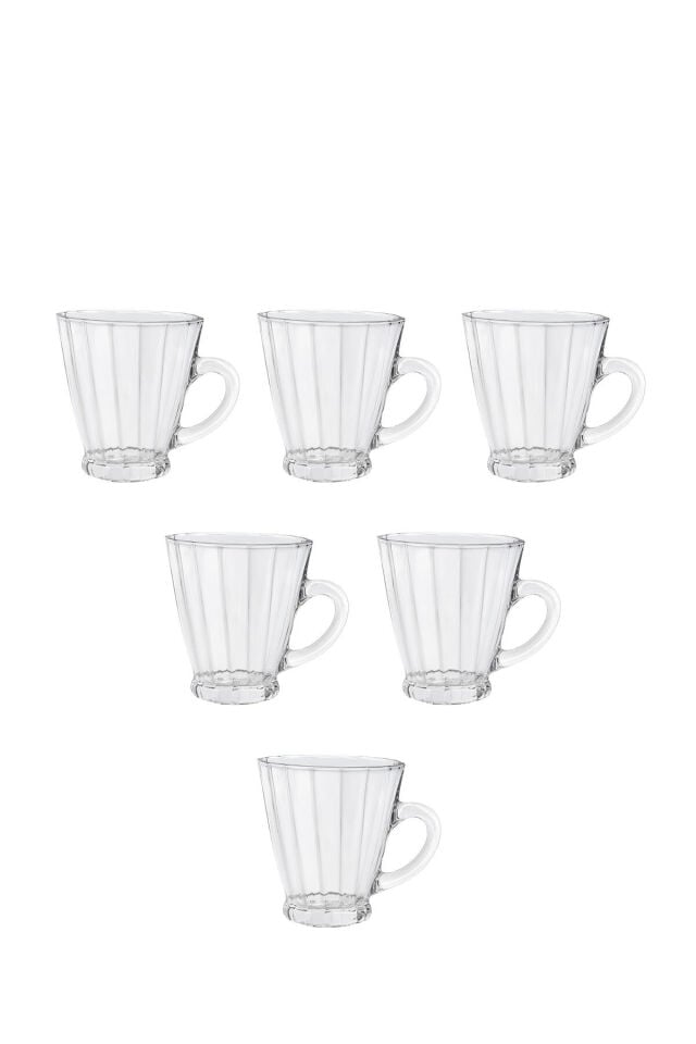 Cam Kupa Seti 180 ml 6'Lı – Dikey Yivli Desen Cam Bardak Seti - 3M300153