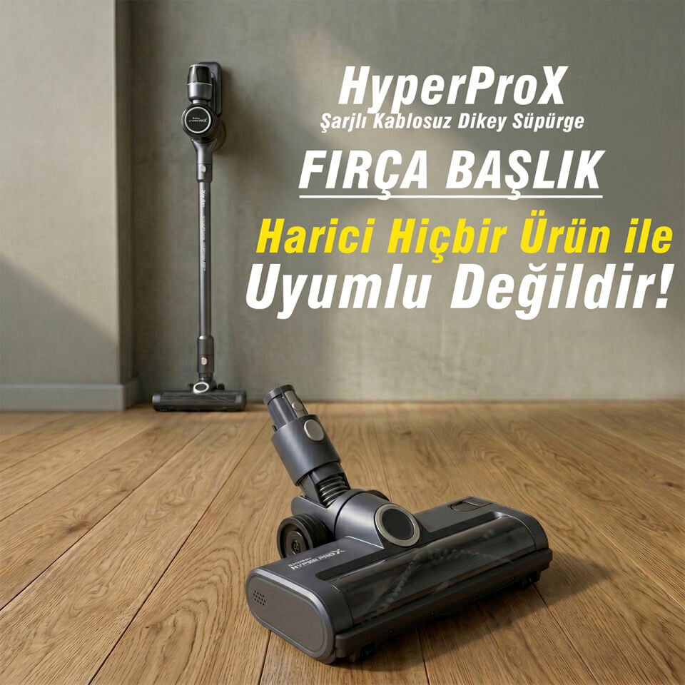 HyperProX Şarjlı Kablosuz Dikey Süpürge - Fırçalı Başlık