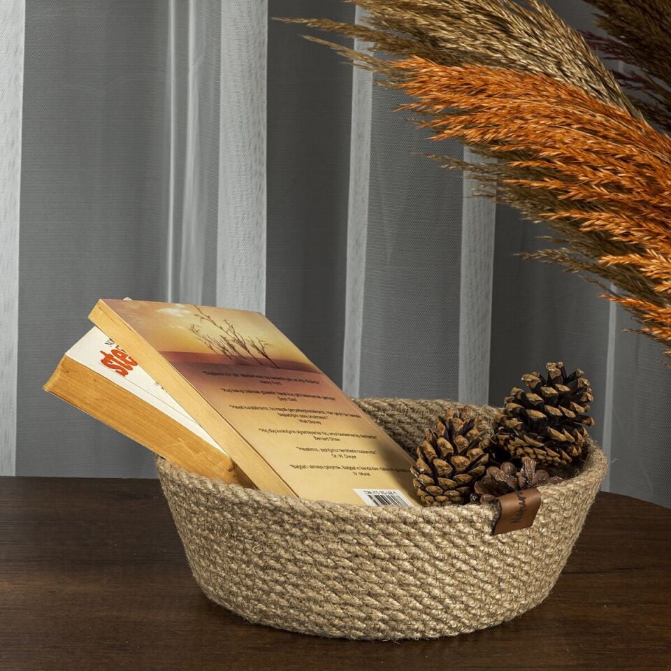 Yuvarlak Dekoratif Jüt Sepet