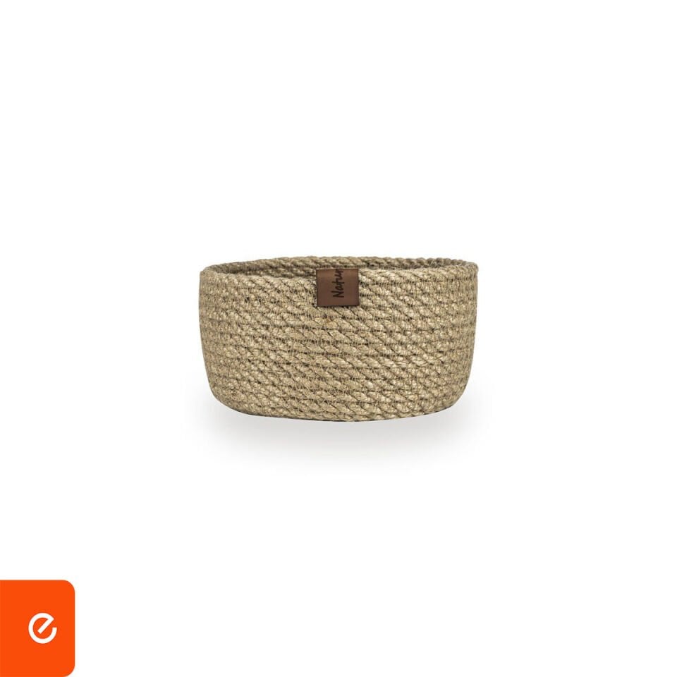 Yuvarlak Dekoratif Jüt Sepet - Orta Boy