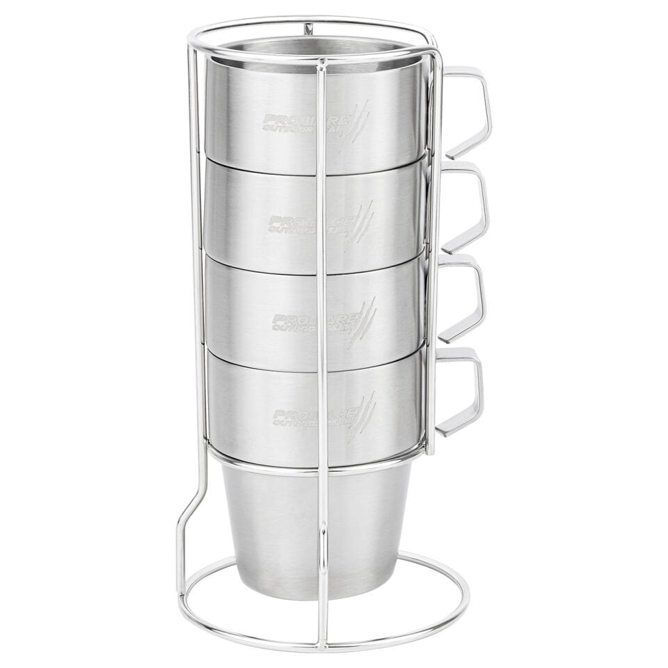 Paslanmaz Çelik 4'lü Kupa Seti - Stantlı