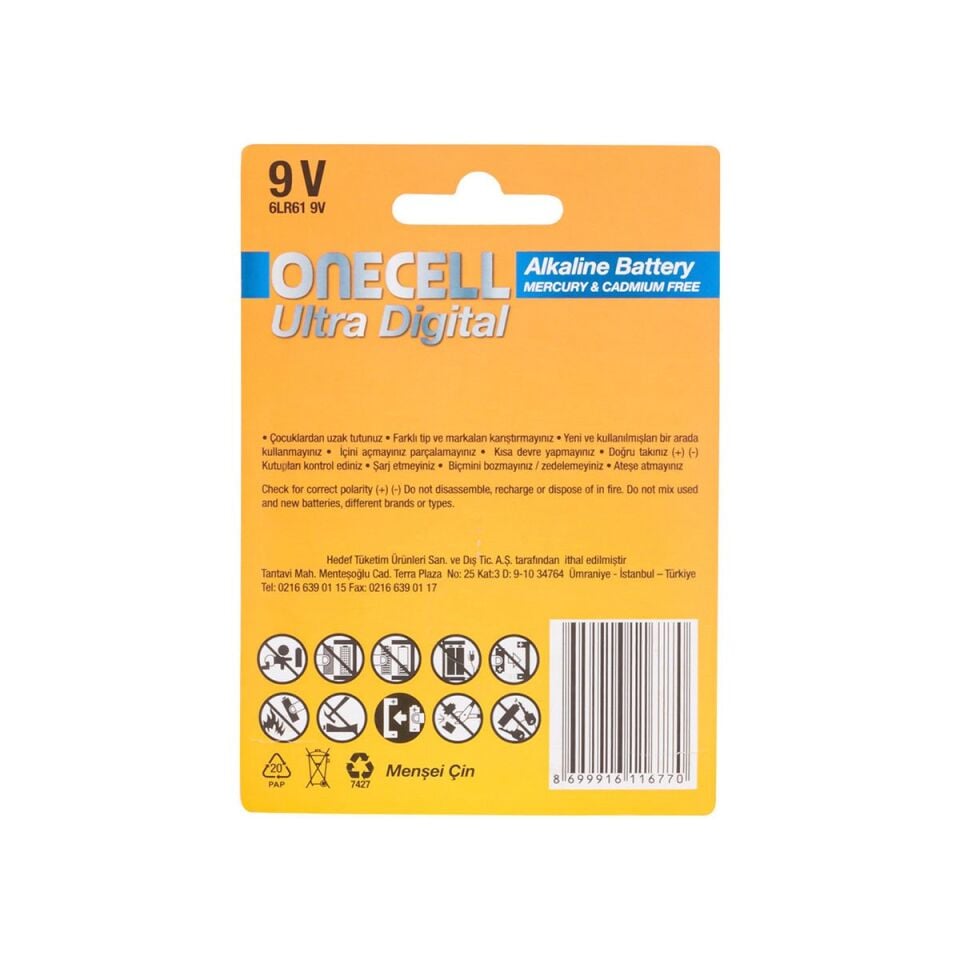 Ultra Dijital Alkalin 9v Pil