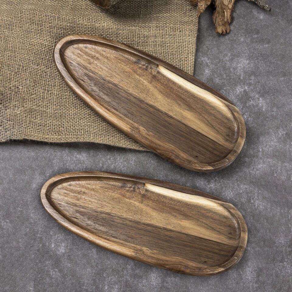 Oval Akasya Sunum Tabağı 2'li