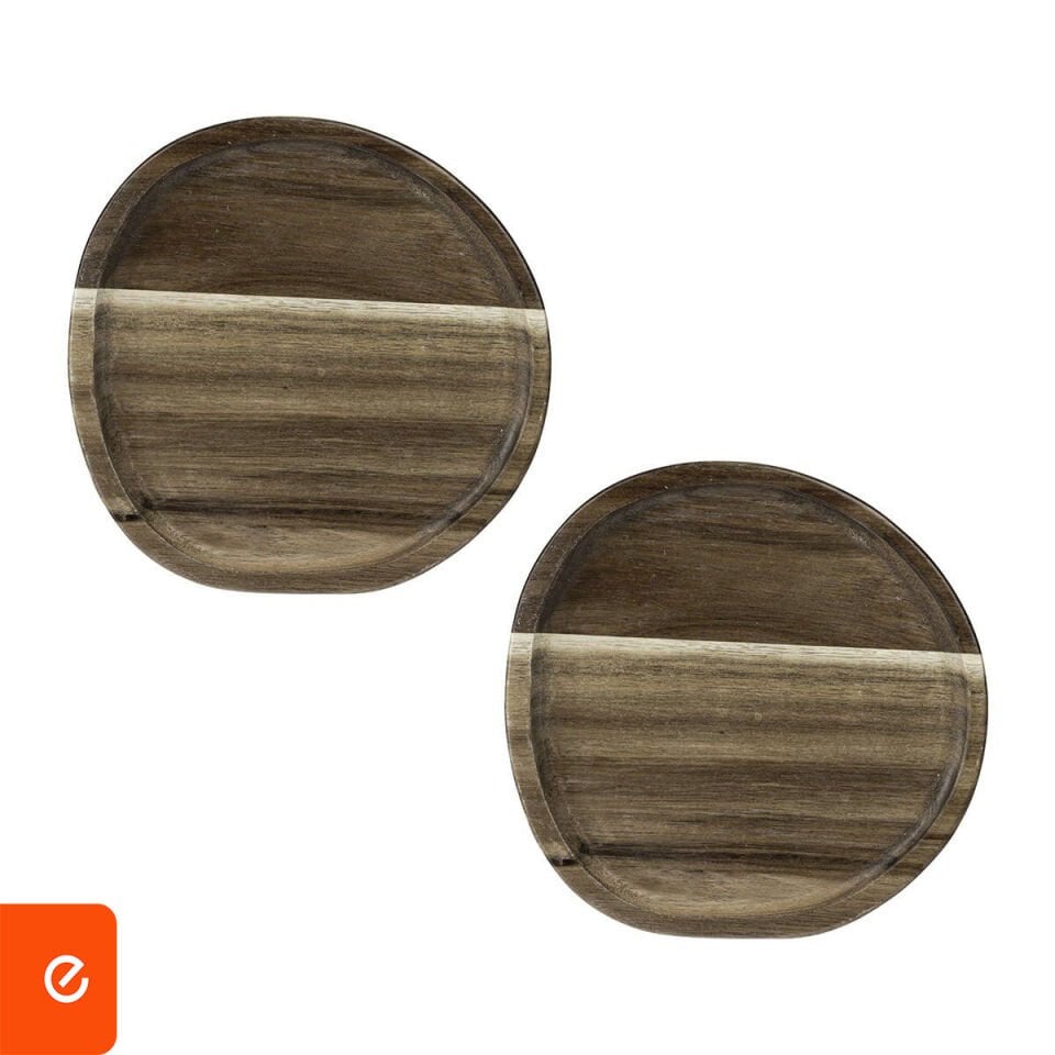 Yuvarlak Akasya Sunum Tabağı 2'li