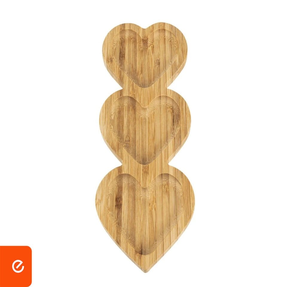 Kalpli Bambu Sunum Tabağı - 3 Bölmeli