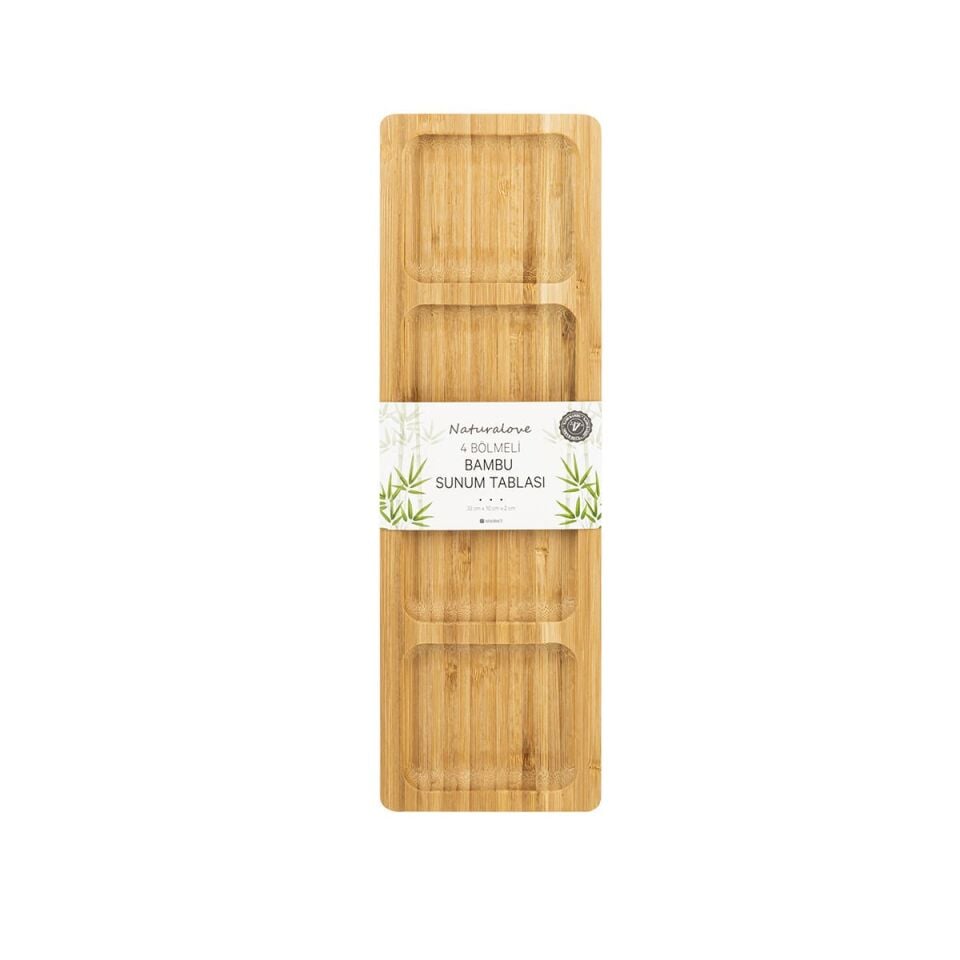 Bambu Sunum Tabağı - 4 Bölmeli