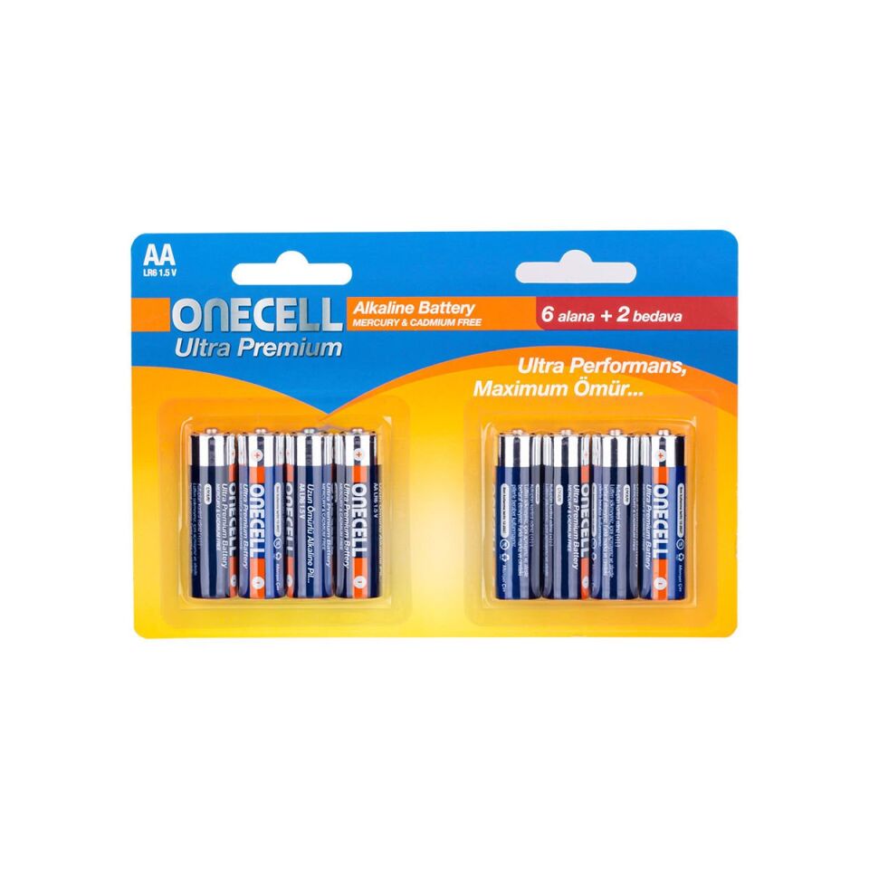 Ultra Premium Alkalin AA Boy Pil 8'li