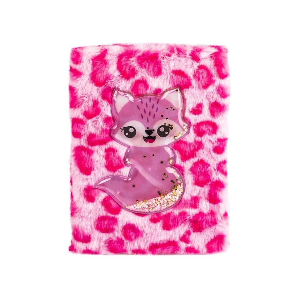 Kedi Figürlü Pembe Peluş Defter