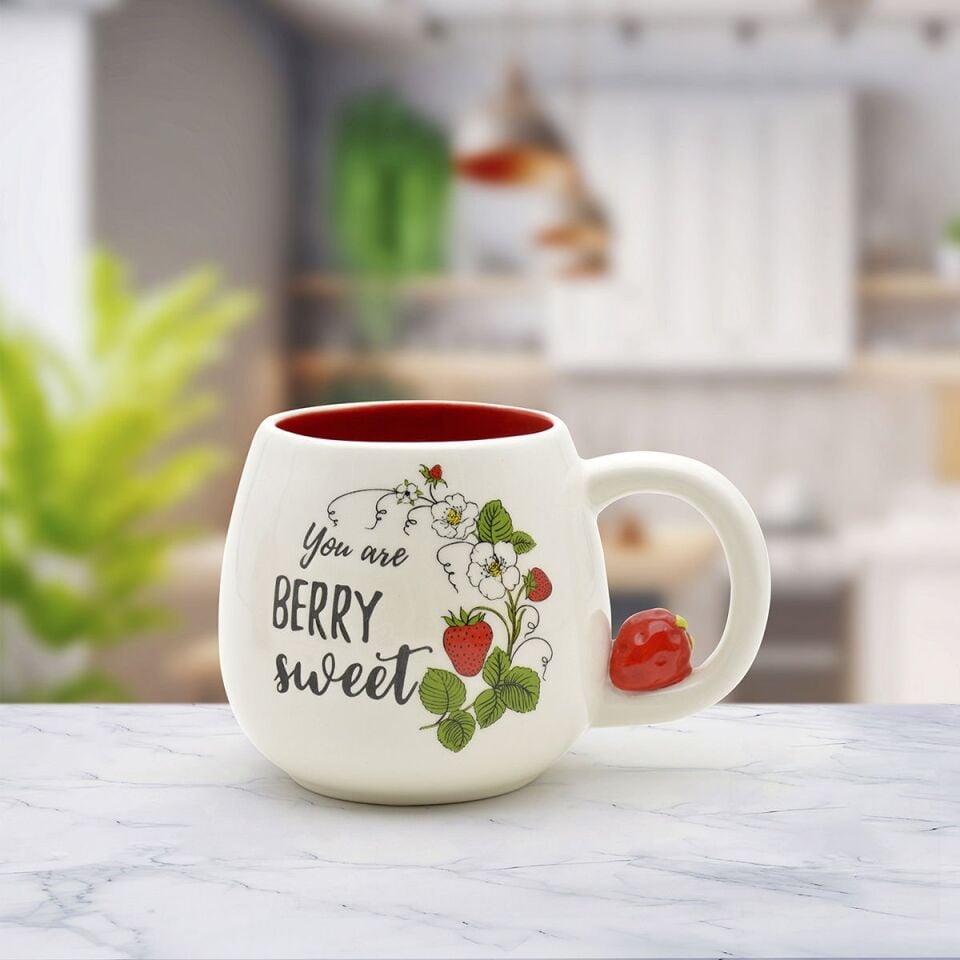 Çilek Şekilli Seramik Kupa