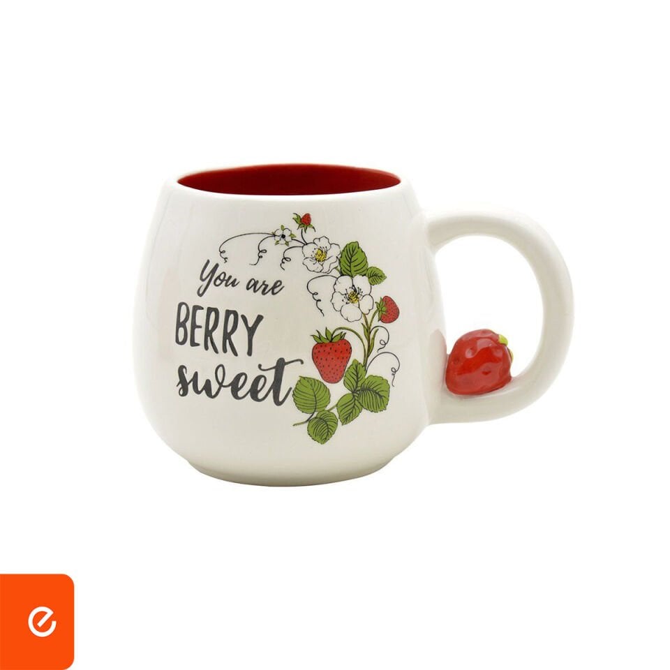 Çilek Şekilli Seramik Kupa