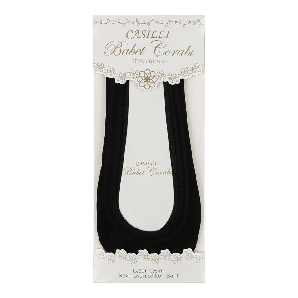 Siyah 3'lü Babet Çorabı