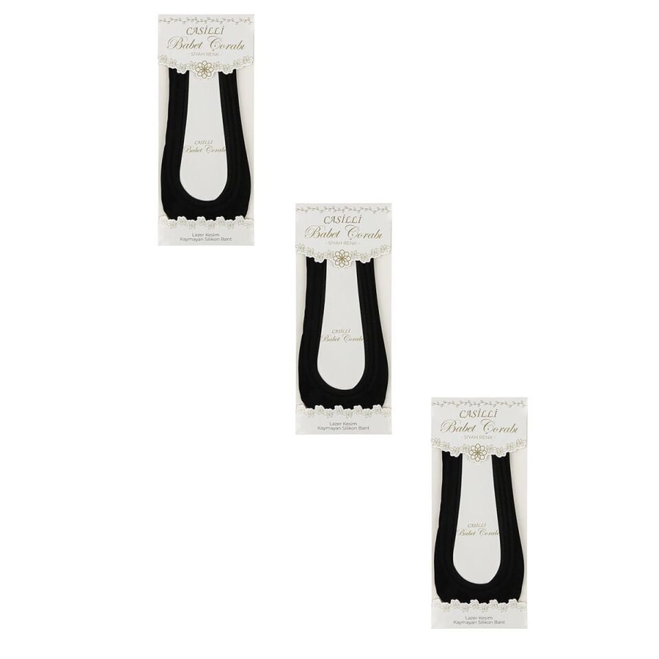 Siyah 3'lü Babet Çorabı