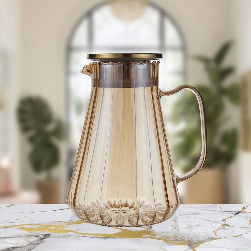 Renkli Gravürlü Cam Sürahi