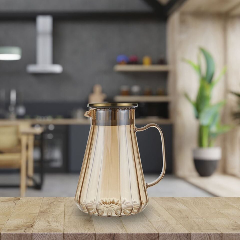 Renkli Gravürlü Cam Sürahi