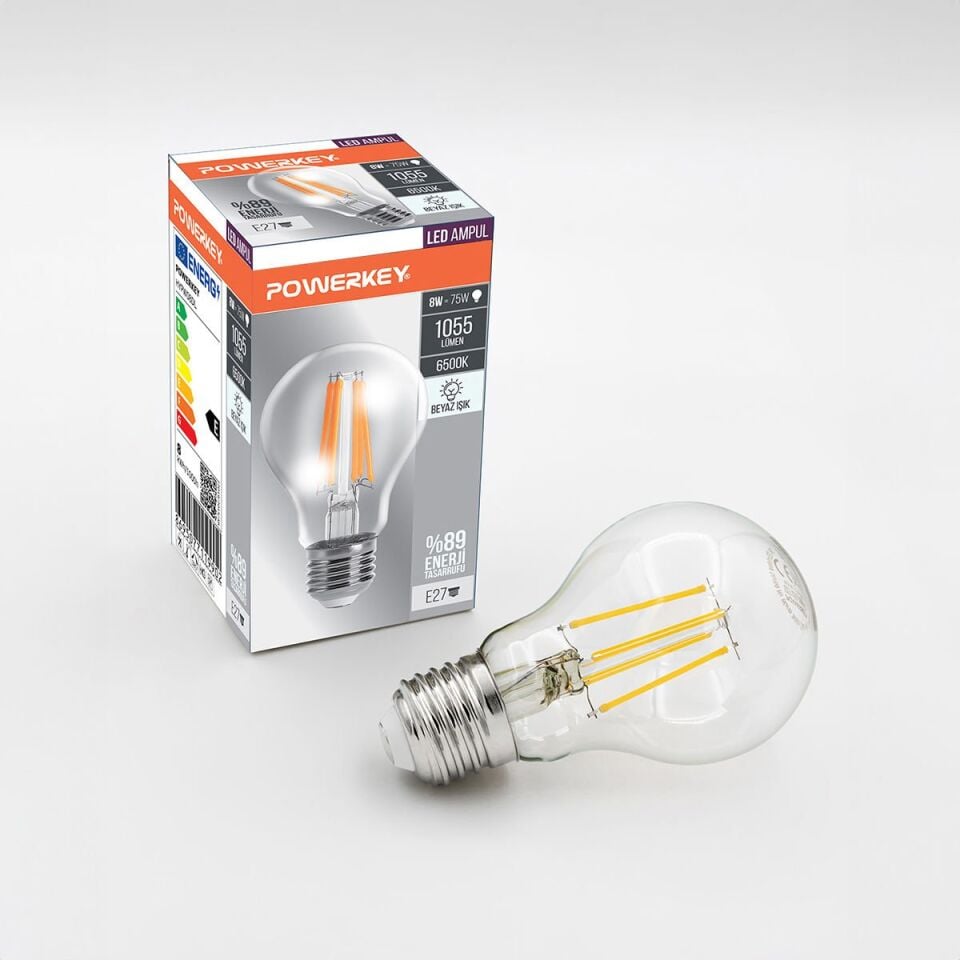 Powerkey - LED Filament Ampul - Beyaz Işık