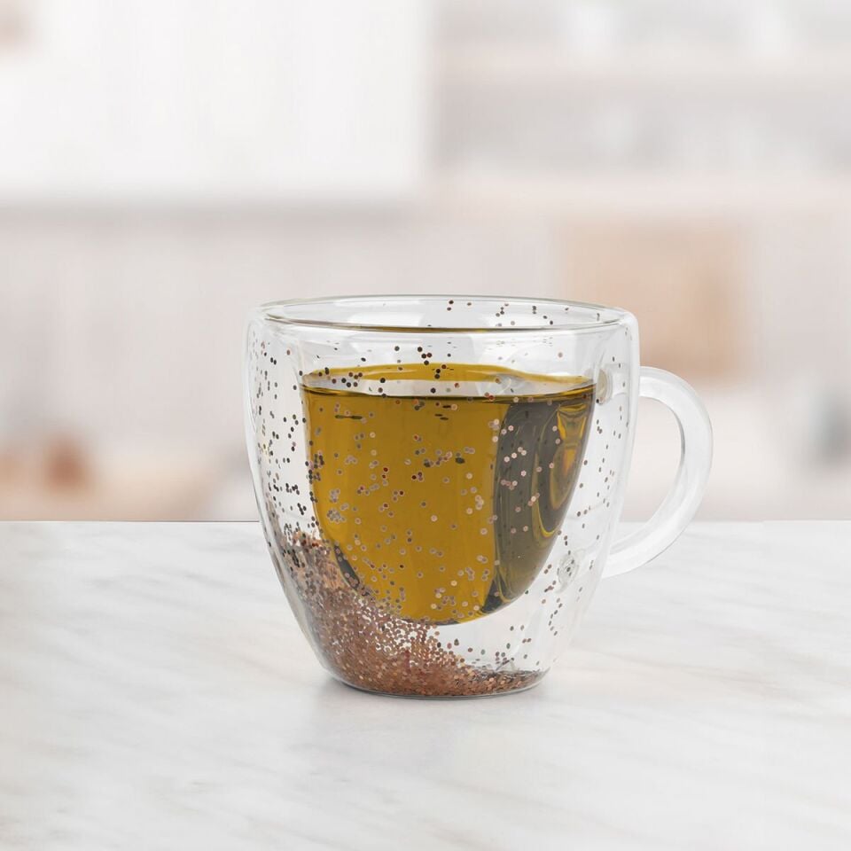 Glass In Love - Çift Cidarlı Simli Kupa