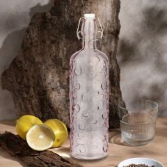 Glass In Love - Desenli Renkli Cam Su Şişesi Pembe