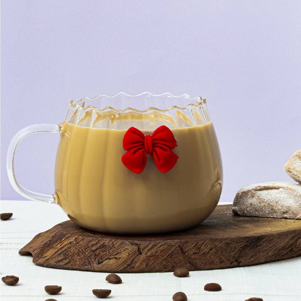 Romantik Fiyonklu Borosilikat Kupa