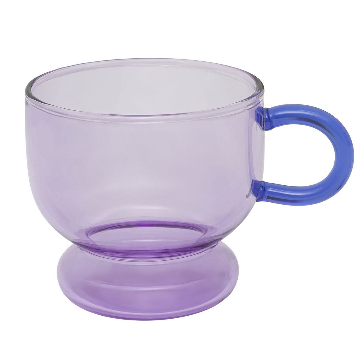 Renkli Kulplu Cam Kupa Pembe