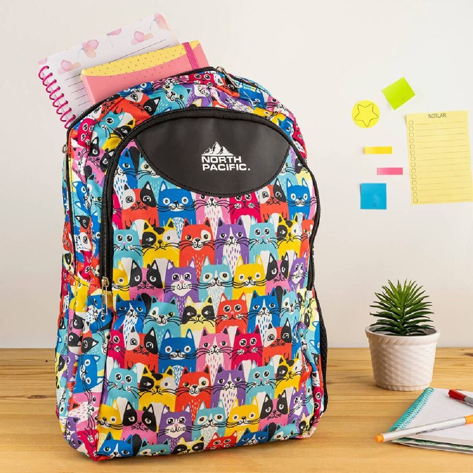 Kedi Desenli İlkokul Çantası