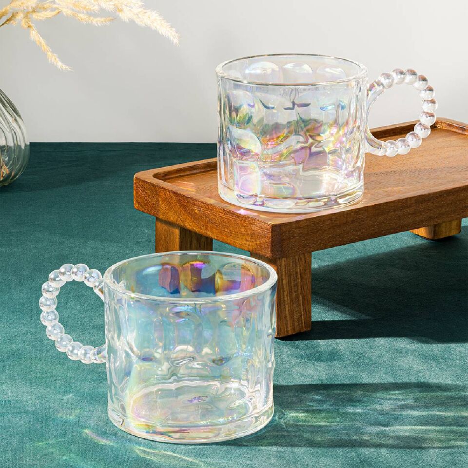 Sedef Boncuklu 2’li Cam Kupa Seti