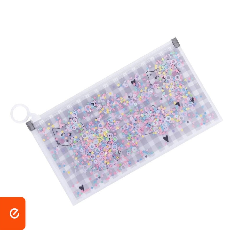 Kedi Desenli Simli Şeffaf Kalemlik