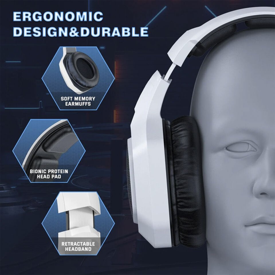 Kablosuz Oyuncu Kulaklığı - B100 Beyaz