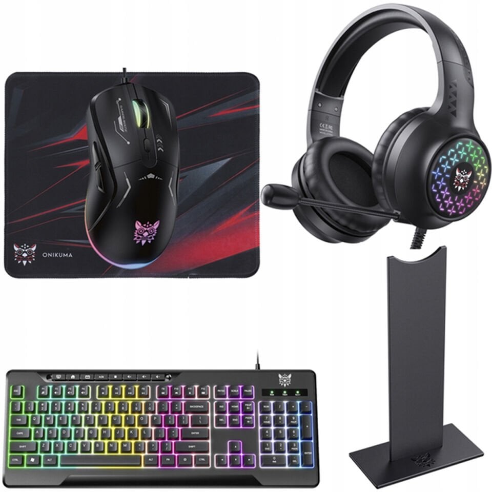 Oyuncu Bilgisayar Aksesuarları Seti - Klavye, Mouse, Kulaklık, Stant, Mousepad