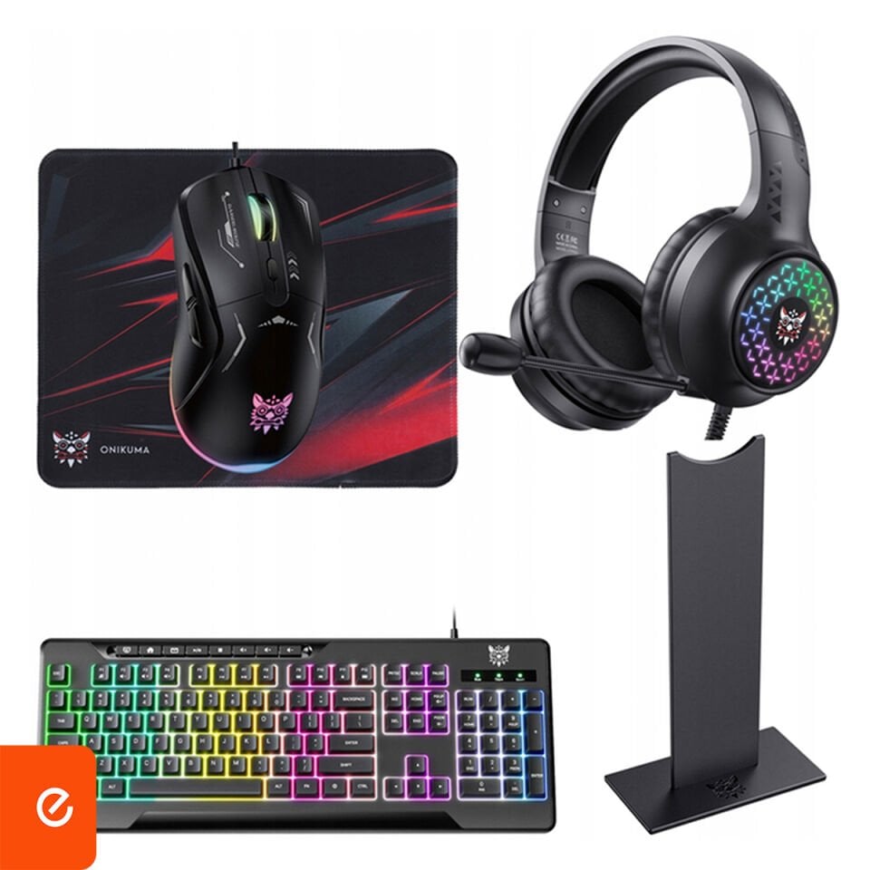 Oyuncu Bilgisayar Aksesuarları Seti - Klavye, Mouse, Kulaklık, Stant, Mousepad