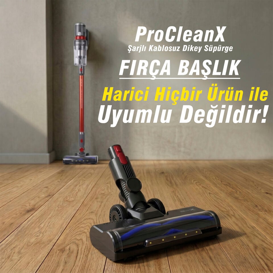 ProcleanX Şarjlı Kablosuz Dikey Süpürge - Fırçalı Başlık