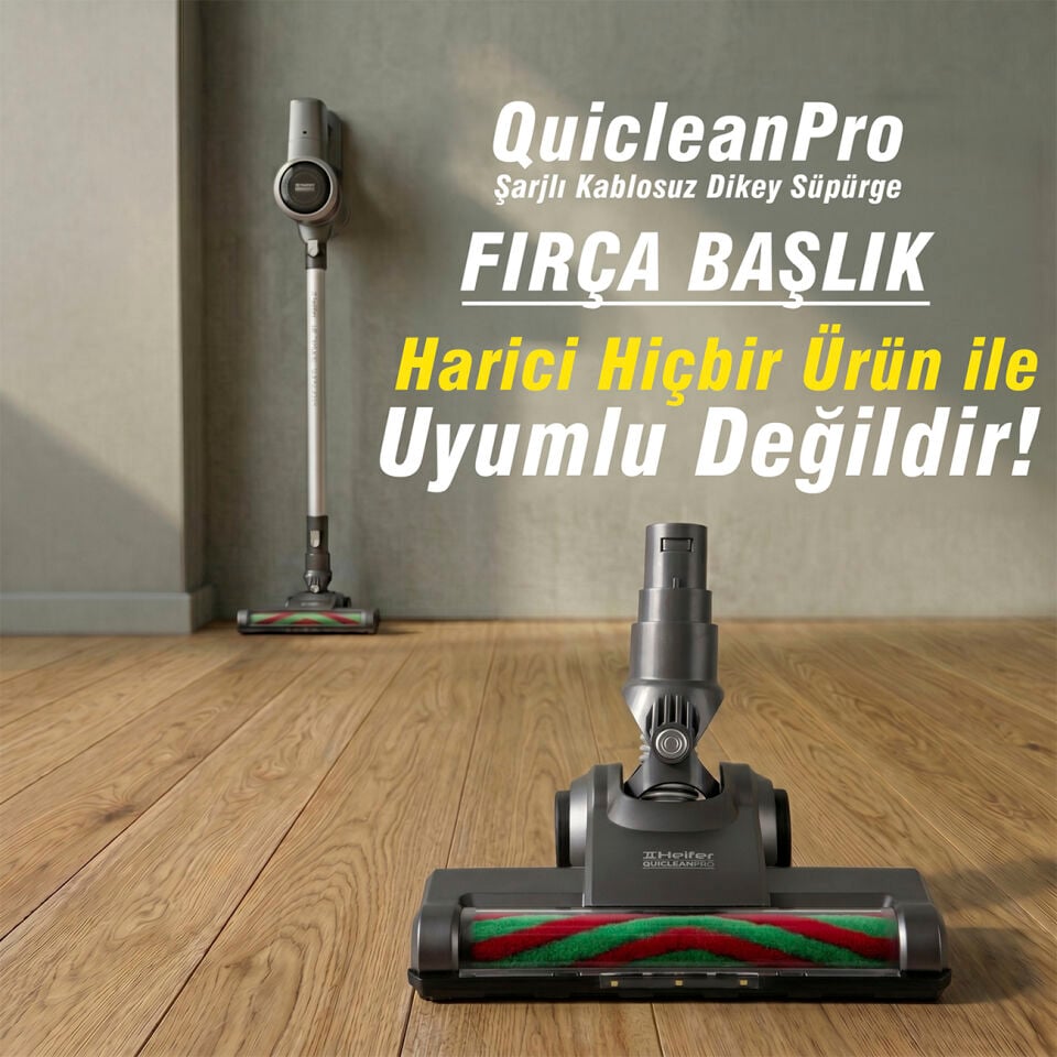 Quiclean Pro Şarjlı Kablosuz Dikey Süpürge - Fırçalı Başlık