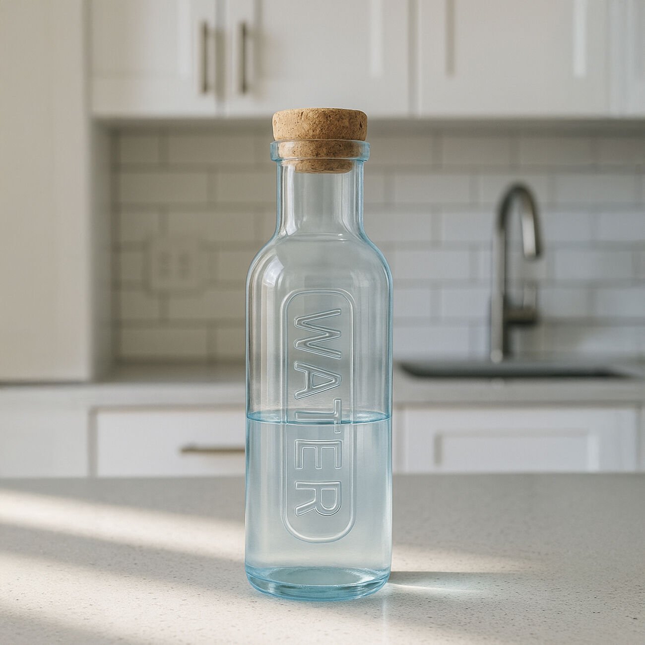 Mantar Kapaklı Renkli Cam Su Şişesi - 1000 ML