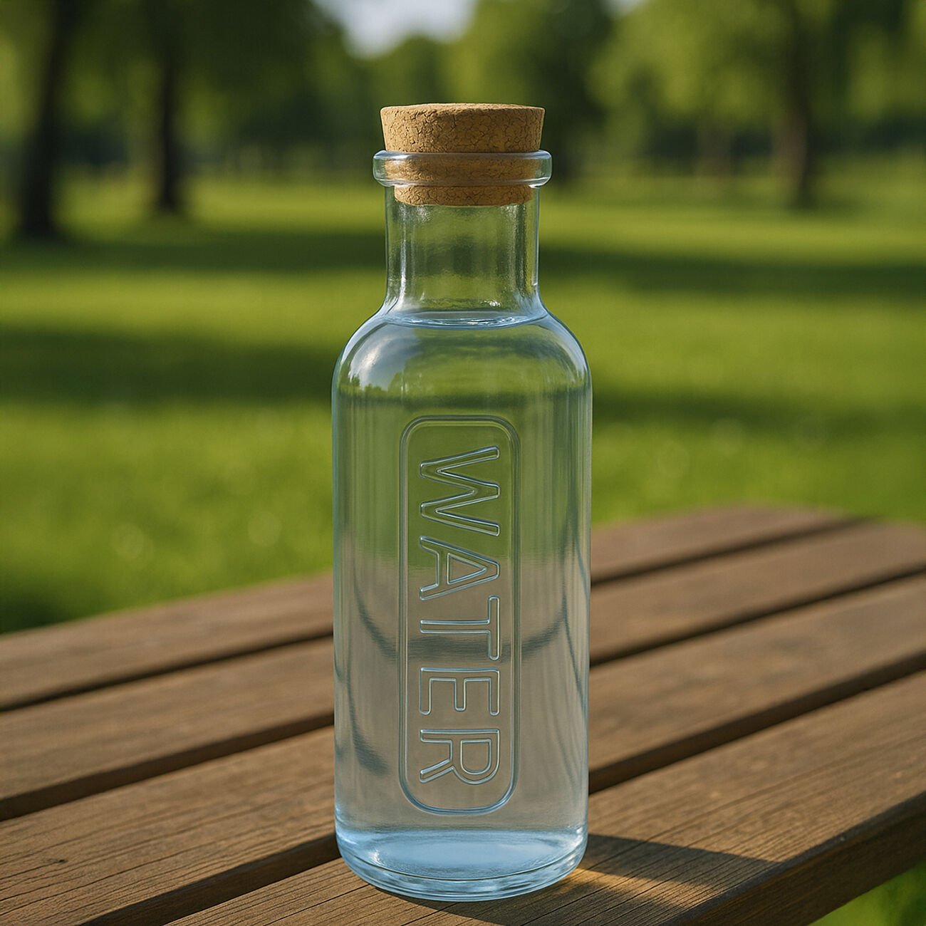 Mantar Kapaklı Renkli Cam Su Şişesi - 1000 ML