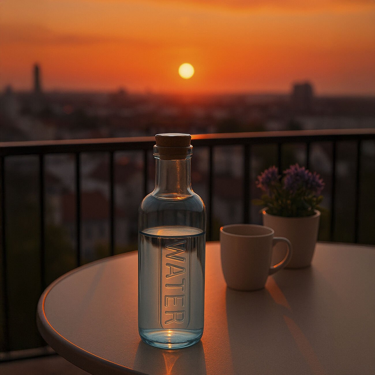 Mantar Kapaklı Renkli Cam Su Şişesi - 1000 ML