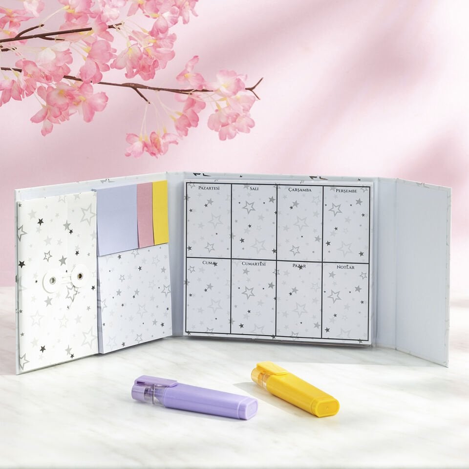 Manyetik Kapaklı Notluk Seti - Yıldız Desen