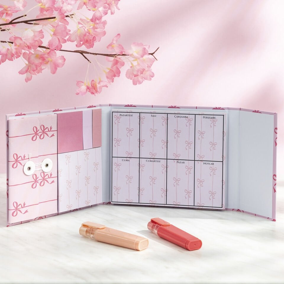 Manyetik Kapaklı Notluk Seti - Kurdele Desen