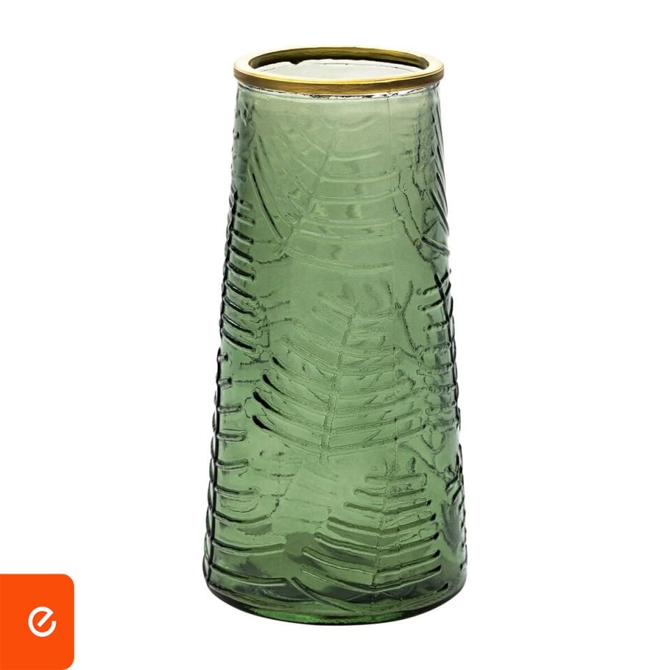 Yaprak Gravürlü Cam Vazo