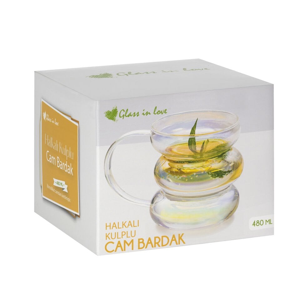 Halkalı Kulplu Cam Bardak - 480 ML