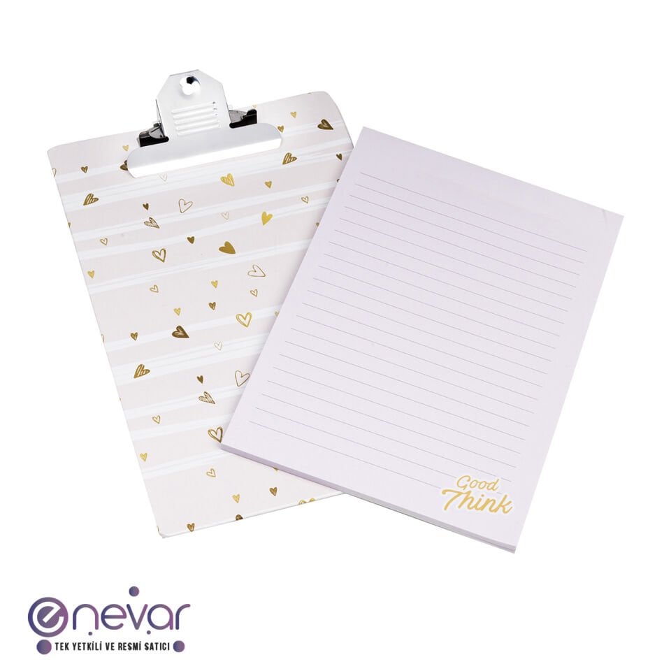 A5 Sekreterlik Ve Not Defteri Seti - Kalp Desen