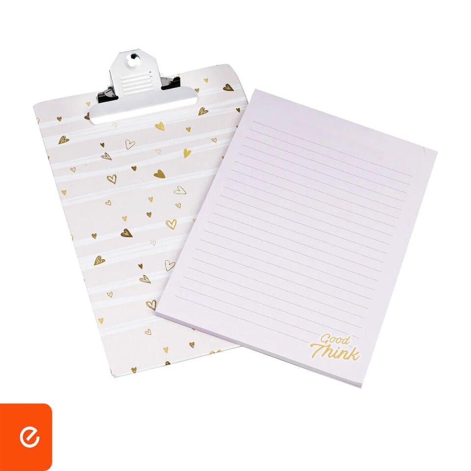 A5 Sekreterlik Ve Not Defteri Seti - Kalp Desen